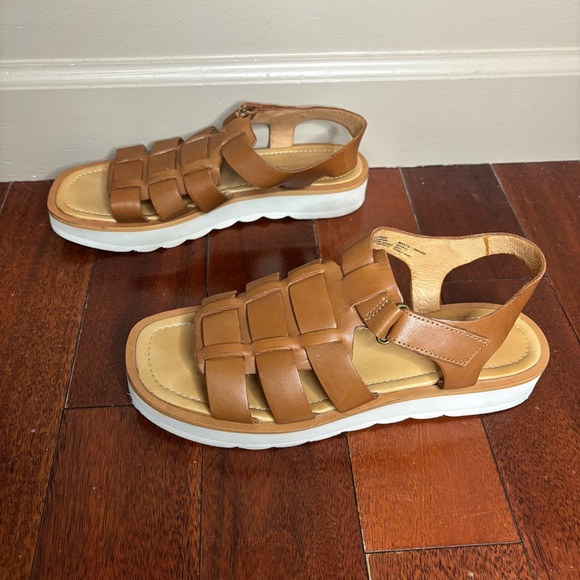 Madewell sz 8 Leather Fisherman Flatform Sandal English Saddle Brown Platform - Picture 4 of 9